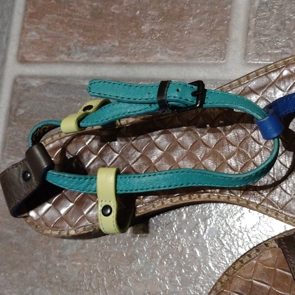 bottega veneta classic mink green yellow blue braided leather thong sandal 38 - Picture 3 of 10